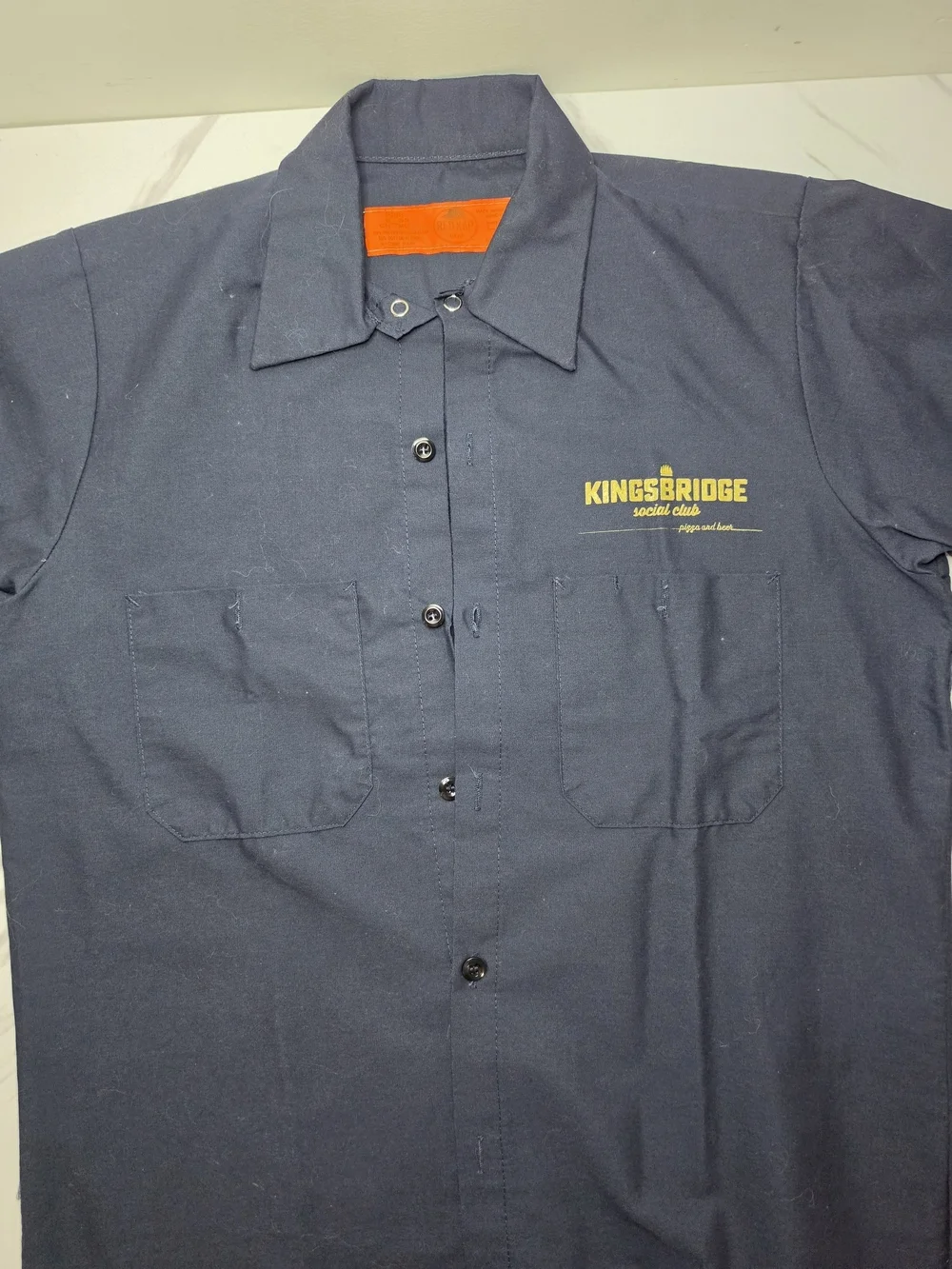 Men's Navy Work Shirt with Chest Pockets | Bronx KINGSBRIDGE SOCIAL CLUB size Sm